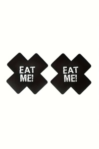 Accesorii autoadezive pentru sani, set 2 piese, model opac, tematica sexy eat me, negru intens
