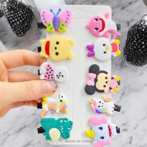 Accesorii de par tip agrafe, set 10 bucati, accesorizate cu personaje haioase, model vesel si versatil, tematica puterea culorilor, multicolor - Img 4