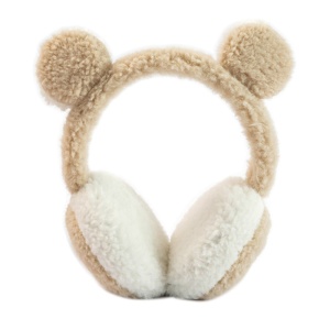 Acoperitori pentru urechi, protectie impotriva frigului, model casti dama pufoase cu urechiuse de ursulet, tematica funny winter, marime universala, maro