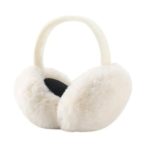 Acoperitori pentru urechi, protectie impotriva frigului, model casti dama clasice, calduroase si pufoase, pliabile, tematica fluffy winter, marime universala, albe
