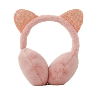 Acoperitori pentru urechi, protectie impotriva frigului, model casti dama pufoase, tematica fancy winter cat, marime universala, roz inchis