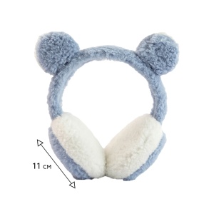 Acoperitori pentru urechi, protectie impotriva frigului, model casti dama pufoase cu urechiuse de ursulet, tematica funny winter, marime universala, albastre - Img 4