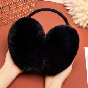 Acoperitori pentru urechi, protectie impotriva frigului, model casti care se poarta pe spatele capului, tematica fluffy and warm, unisex, marime universala, negre - Img 4