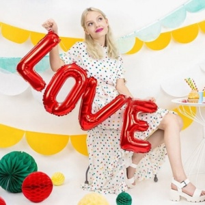 Balon iubire, decor „Love“, 40 cm, rosu - Img 2
