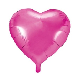 Balon iubire, decor inima, 45 cm, roz inchis