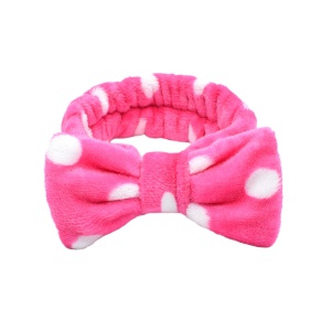 Bentita cosmetica machiaj, elastica, model cu buline albe, fucsia, marime standard