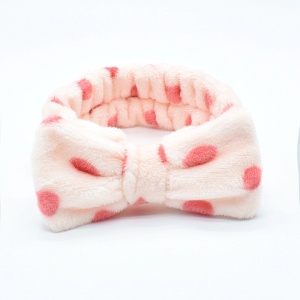 Bentita cosmetica machiaj, elastica, model cu buline colorate, crem cu buline roz, marime standard - Img 2