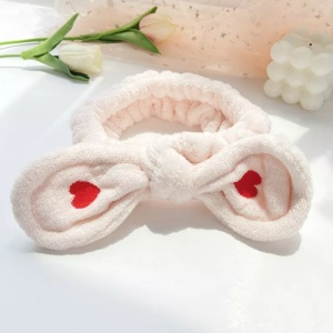 Bentita cosmetica machiaj, iepuras cu inimioare, roz piersica, marime standard - Img 2