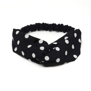 Bentita pentru par elastica, model buline chic, neagra, marime standard