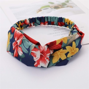 Bentita pentru par elastica, model cu nod summer dream, imprimeu floral exotic, marime universala, multicolora - Img 2