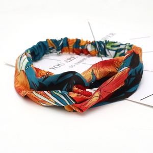 Bentita pentru par elastica, model floral, multicolora cu imprimeu, marime standard - Img 2