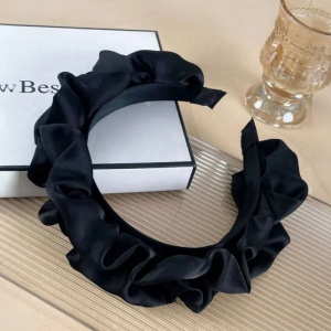 Bentita pentru par, model cu volanas chic waves, marime universala, neagra - Img 4