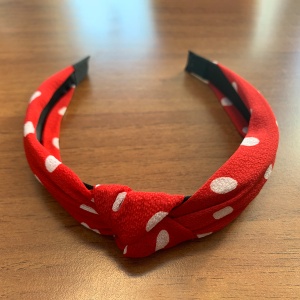 Bentita pentru par, model nod de cravata, rosu cu buline albe, marime standard - Img 2