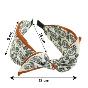 Bentita pentru par, model versatil si elegant cu funda, imprimeu floral, tematica fashion style, marime universala, maro - Img 4
