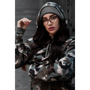 Bentita sport de protectie impotriva frigului si a vantului, model cu acoperitori pentru urechi, usor elastica, tematica fitness is my passion, marime universala, unisex, gri deschis - Img 3