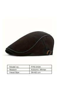 Bereta barbati, cozoroc curbat acoperit, prindere reglabila, model cool calduros, tematica modern classic style, marime universala, negru - Img 4