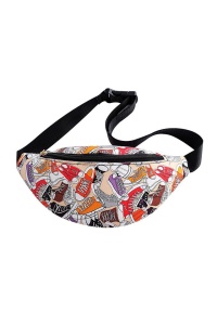 Borseta de talie sau umar, multicolora, imprimeu bascheti, unisex