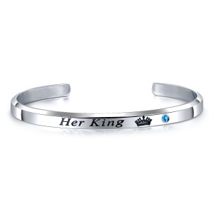 Bratara barbateasca her king, argintie, dimensiune fixa, cu stras,