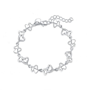 Bratara dama, model heart world, accesorii inimioare multiple, reglabila, argintie