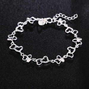 Bratara dama, model heart world, accesorii inimioare multiple, reglabila, argintie - Img 3