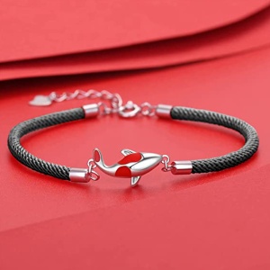 Bratara dama, sfoara, reglabila, model creativ, accesoriu peste koi norocos, neagra - Img 3
