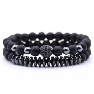 Bratara din roca semipretioasa neagra, pandantiv negru, creata manual, unisex