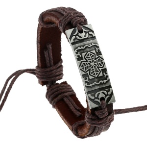 Bratara, model bohemian antique cross, accesoriu cu cruce antica, reglabila, unisex, maro,