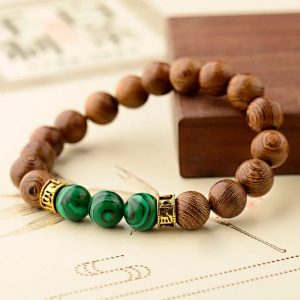 Bratara, model fashion, accesorii roca naturala, unisex, verde, - Img 3