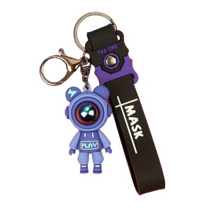 Breloc, model cu omulet simpatic tip cosmonaut, accesoriu decorativ asortat, prindere cu inel si carlig, tematica space man, unisex, mov