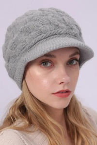 Caciula dama, circumferinta elastica, model cu cozoroc curbat pentru protectie vant si ninsoare, tematica elegant style, marime universala, gri - Img 2