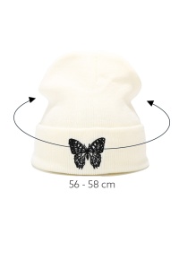Caciula dama, model minimalist cu fluturas, tematica snow butterfly, marime universala, bej - Img 4