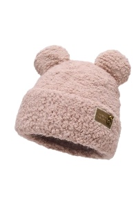 Caciula dama, model pufos cu urechiuse, tematica joyful winter, marime universala, roz - Img 2