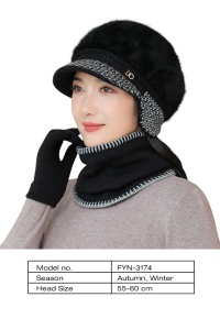 Caciula dama, set doua piese, model cu fular tip guler asortate, captuseala calduroasa, tematica cozy winter, marime universala, negru - Img 4