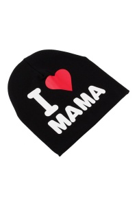 Caciula pentru copii, model “I love mama”, calduroasa si cool, neagra, marime universala - Img 3