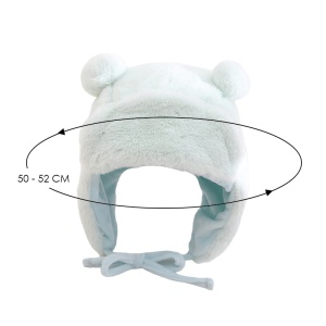 Caciula pentru copii, model cu urechiuse si prindere reglabila, usor elastica la spate, tematica I’m a fluffy bear, 3 – 6 ani, albastru deschis - Img 4