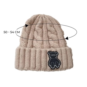 Caciula pentru copii, model moale si calduroasa, tematica happy bear world, 3 – 10 ani, crem - Img 4