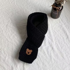 Caciula pentru copii, set doua piese, model moale si calduros cu pom pom si fular asortat, tematica I’m a baby bear, 1 – 5 ani, neagra - Img 4
