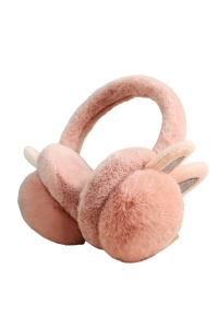 Casti de protectie impotriva frigului si a vantului pentru femei, model calduros cu urechiuse de iepuras, tematica fluffy bunny butt, marime universala, roz inchis