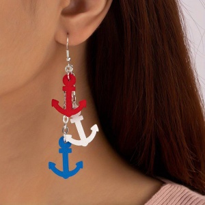 Cercei dama, model sailing, cool si indraznet, pandantive tip ancora, tematica sea lover, multicolori - Img 3
