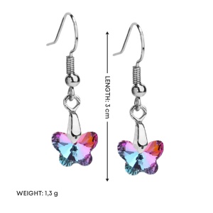 Cercei dama, model simfonie de cristal, fluturi, multicolori - Img 3