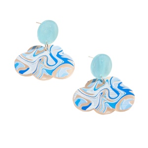 Cercei dama, model summer vibe, tematica unicata, sea dream, forma de valuri, albastri multicolori