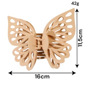 Cleste de par, prinde puternica, model voluminos fluture elegant, tematica I love butterfly, maro deschis - Img 2