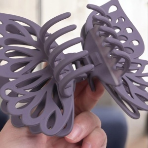 Cleste de par, prinde puternica, model voluminos fluture elegant, tematica I love butterfly, gri - Img 4