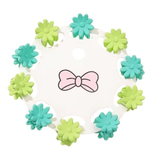 Clesti de par, set 10 bucati, model minimalist, prindere puternica, floricele delicate, M2, tematica happy life, verde