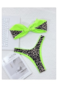 Costum de baie dama, 2 piese, model sexy vibe animal print verde - Img 4
