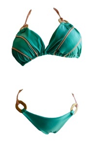 Costum de baie dama, 2 piese turcoaz, tanga si sutien reglabil