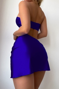 Costum de baie dama, 3 piese, model elegant si senzual albastru royal - Img 4