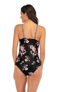 Costum de baie dama, o piesa, clasic cu croi chic, model floral, M2 multicolor - Img 2