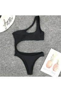 Costum de baie dama, o piesa, negru, slip tanga si sutien cu prindere pe un umar® - Img 3