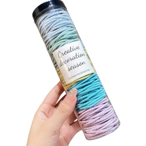 Elastic de par, set 100 bucati, model minimalist creativ, tematica lovely hairstyle, albastru mixt